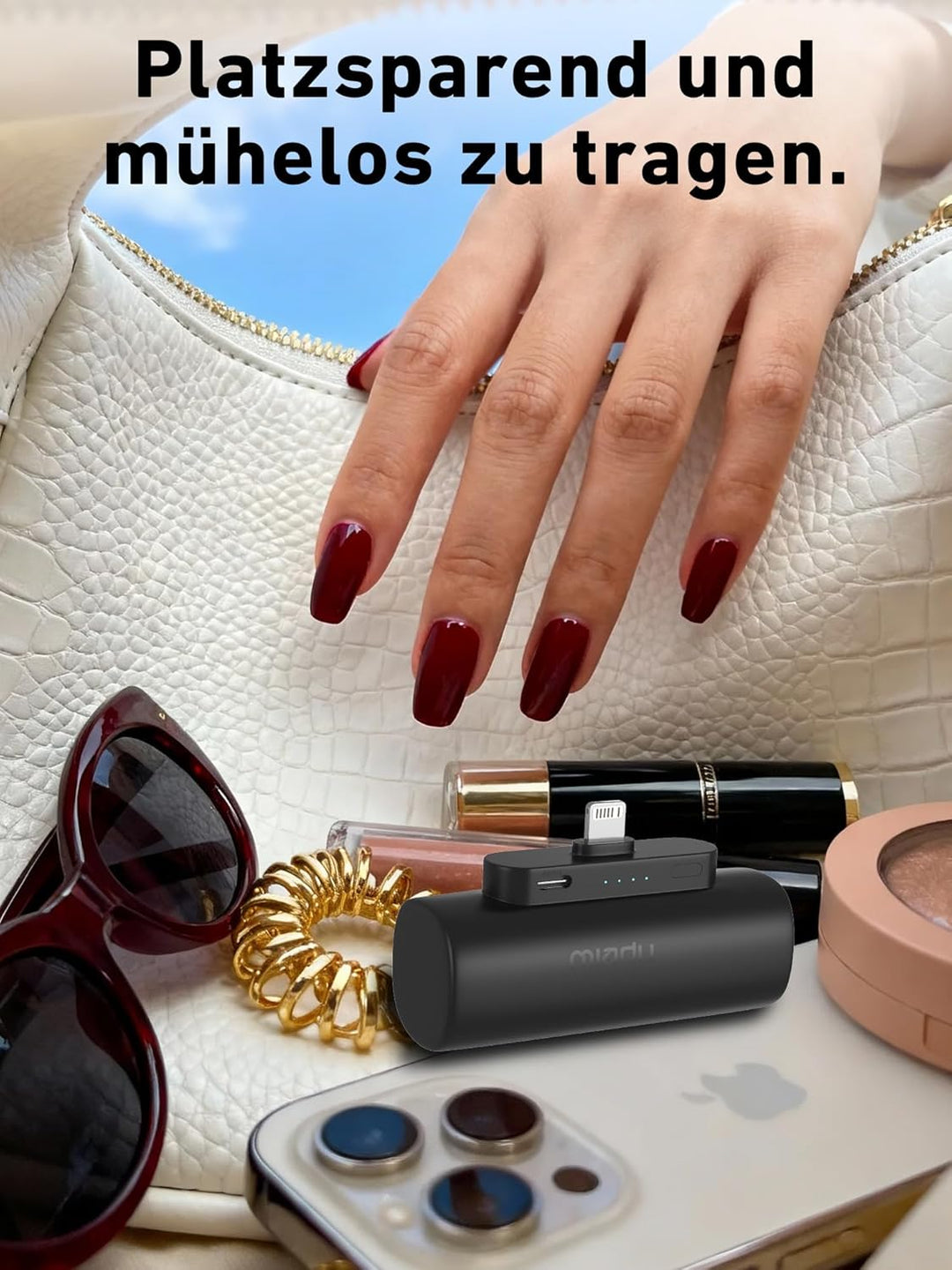 Miady Mini Power Bank für iPhone, 5000mAh Schnellladung ultraschlanker tragbarer externer Akku, Klei