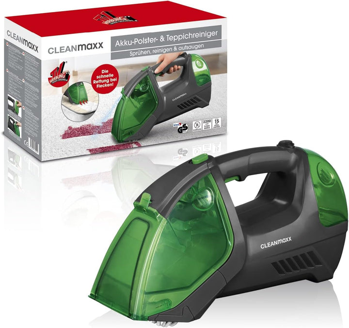 CLEANmaxx Polster- & Teppichreiniger | kabellos, tragbar und handlich | geeignet für Polstermöbel, M