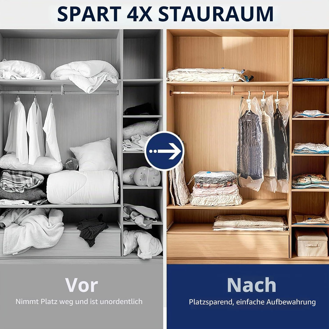 12er Set Vakuumbeutel für Kleidung - 60x40cm, 80% Platz Sparen Vakuum Kleiderbeutel PA & PE Material