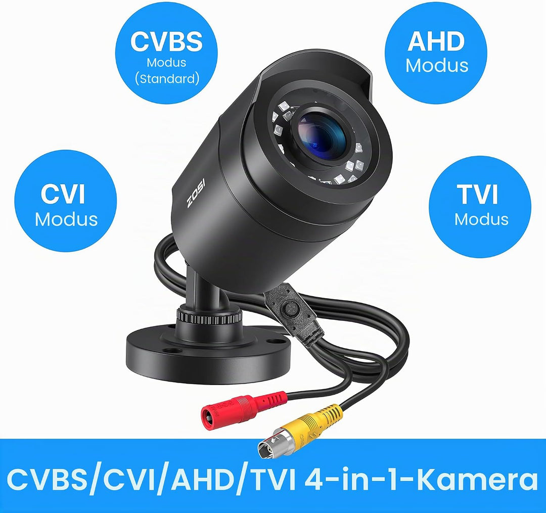 ZOSI 1080P HD Aussen Video Überwachungskamera 4-in-1 TVI/CVI/AHD/CVBS 960H CCTV Kamera mit OSD 24M I