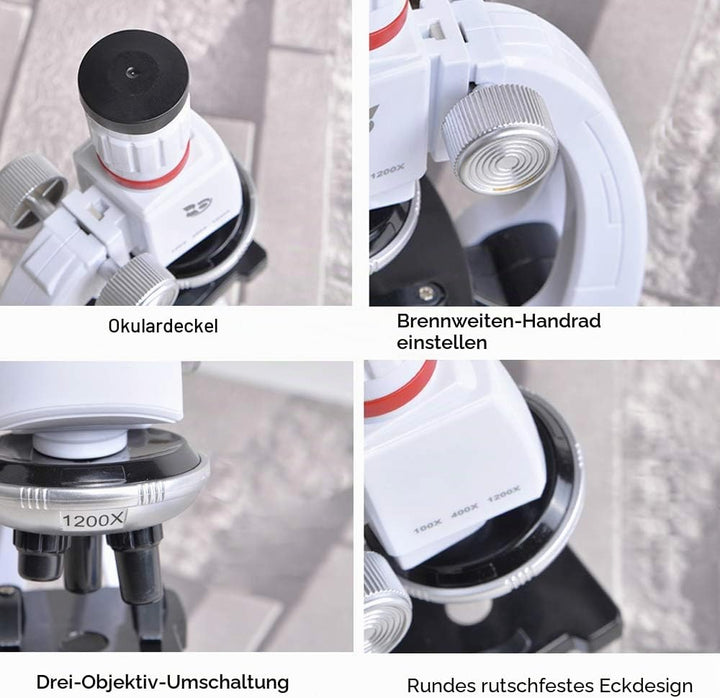 HONPHIER® Mikroskop für Kinder 100x 400x 1200x Mikroskop Spielzeug Microscope mit Telefonhalter Mikr