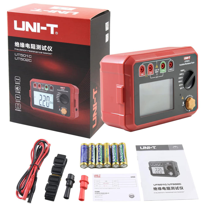 UNI-T UT501C Isolationswiderstandsmessgerät 1000V 5GΩ Isolierung Widerstand Tester, Digitale Megohmm