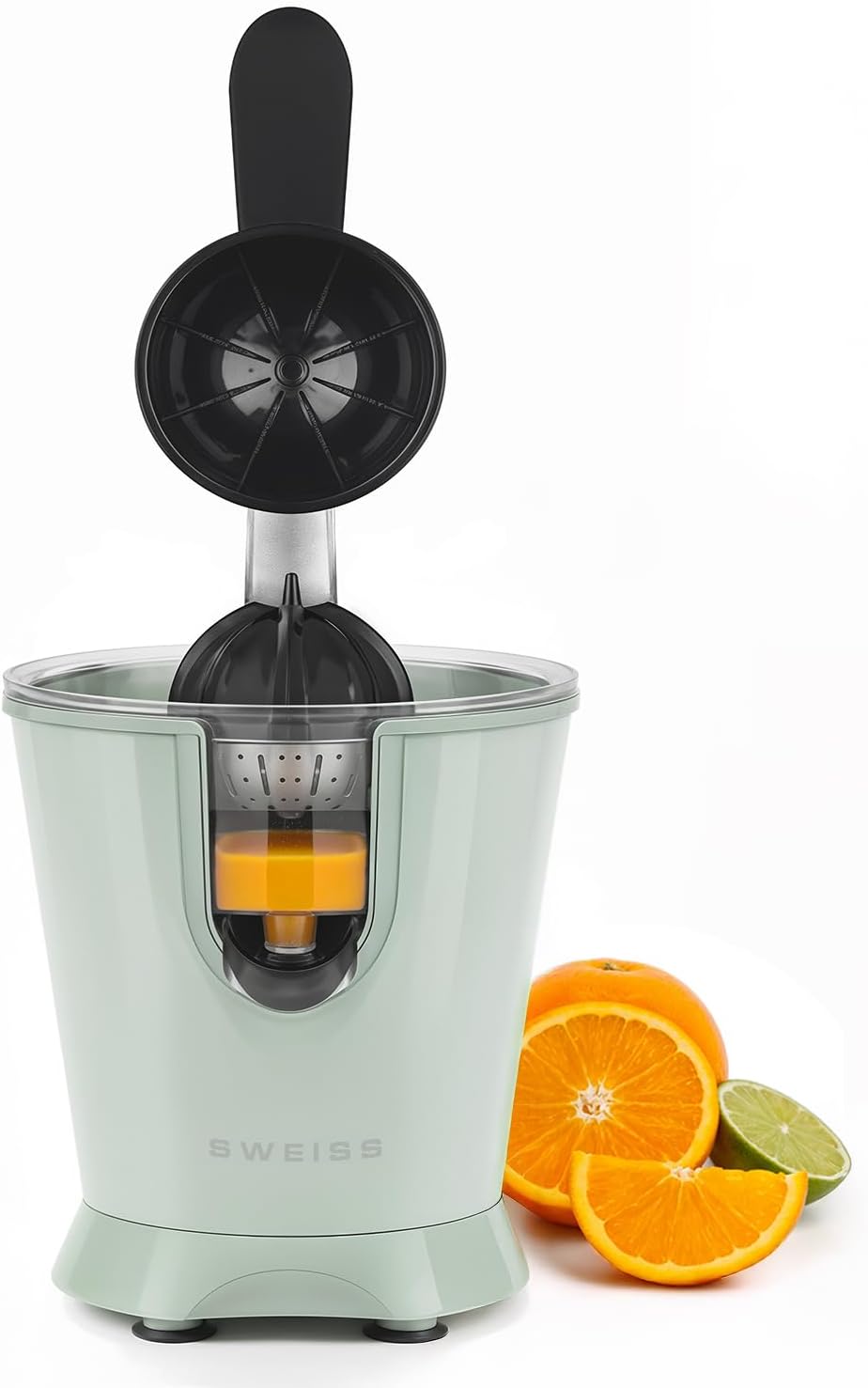 SWEISS ZEST7 Elektrische Zitruspresse, professionell, tropffreier Ausgiesser, spülmaschinenfest, lei