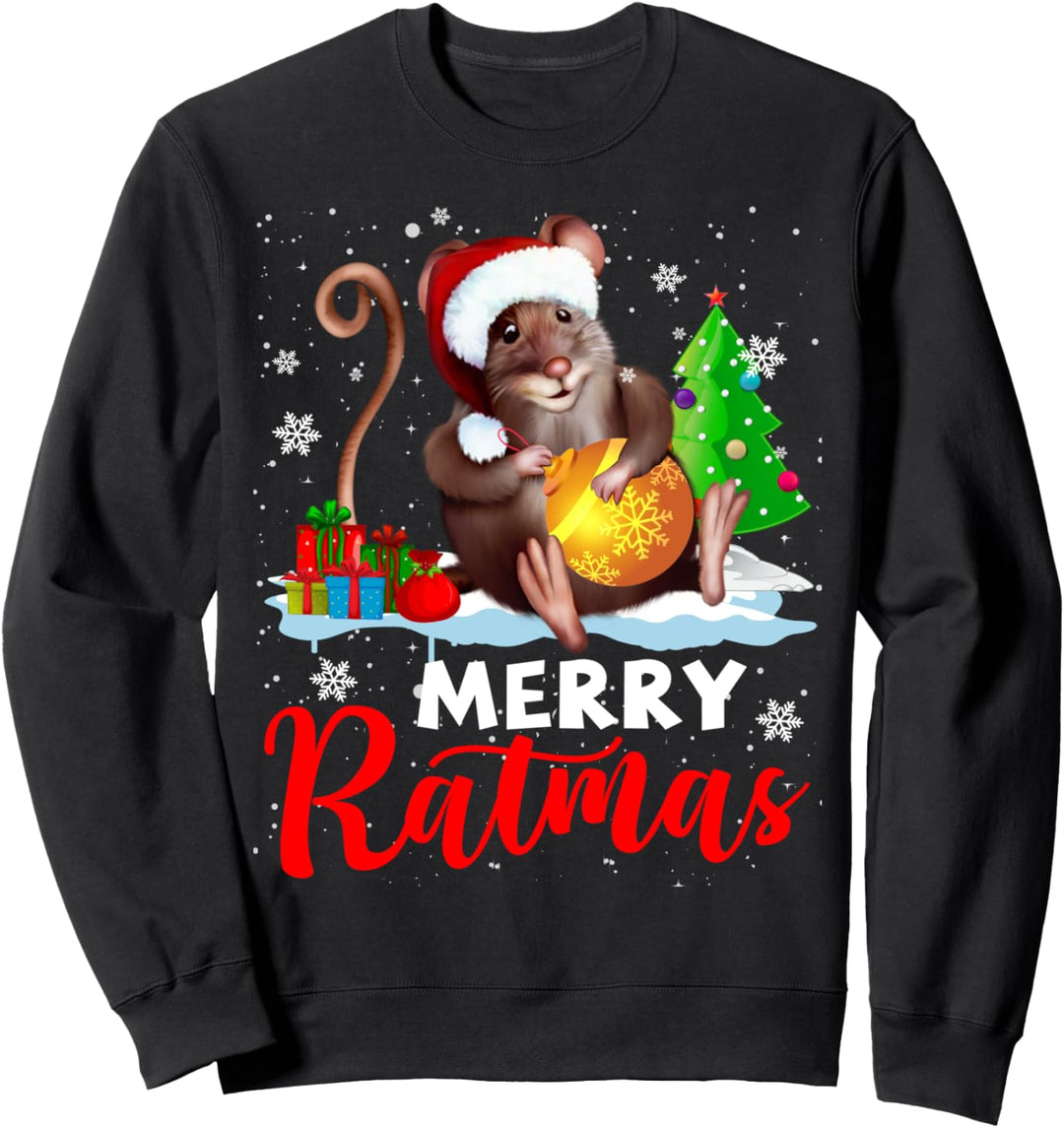 Merry Ratmas Funny Christmas Tree Santa Rat Lover Sweatshirt