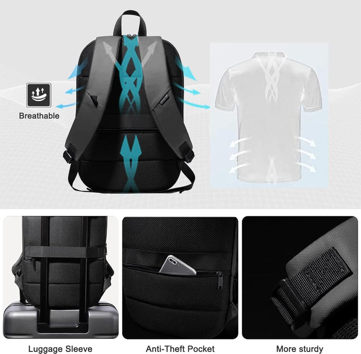 HEROIC KNIGHT Laptop Rucksack Herren 17 Zoll wasserdichter erweiterbarer Reiserucksack Handgepäck La