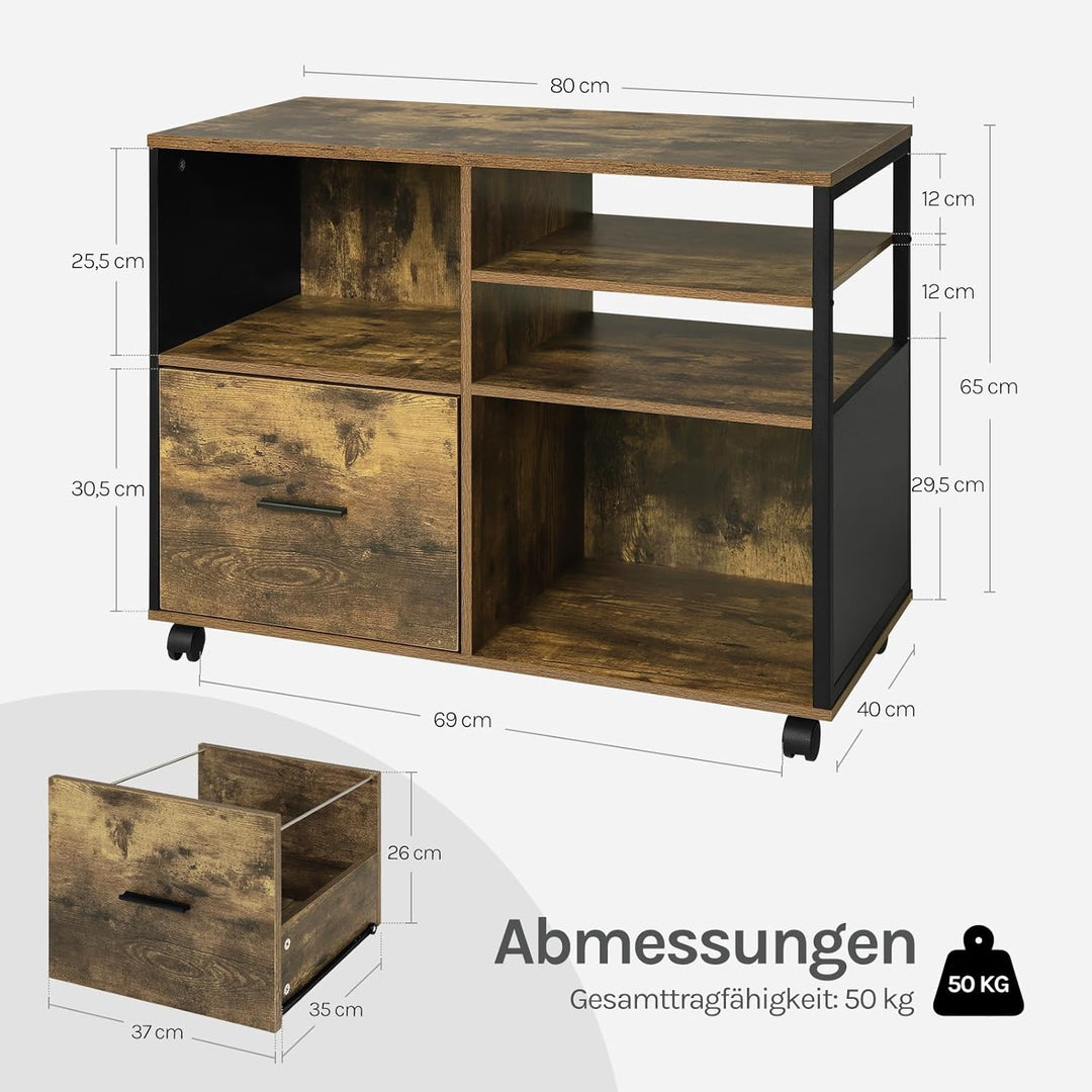 WOLTU Aktenschrank, Rollcontainer mit Schublade, Büroschrank auf Rollen, Rollschrank, Bürocontainer,