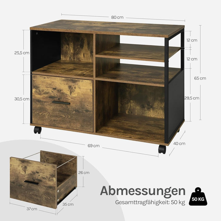 WOLTU Aktenschrank, Rollcontainer mit Schublade, Büroschrank auf Rollen, Rollschrank, Bürocontainer,