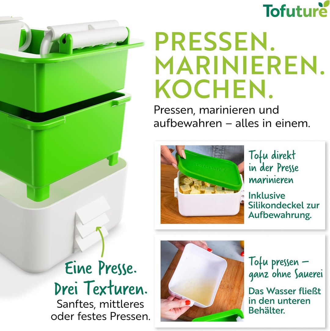 Tofu Press – Das Original, BPA-frei, spülmaschinenfest – Für festeren, schmackhafteren Tofu – Einfac