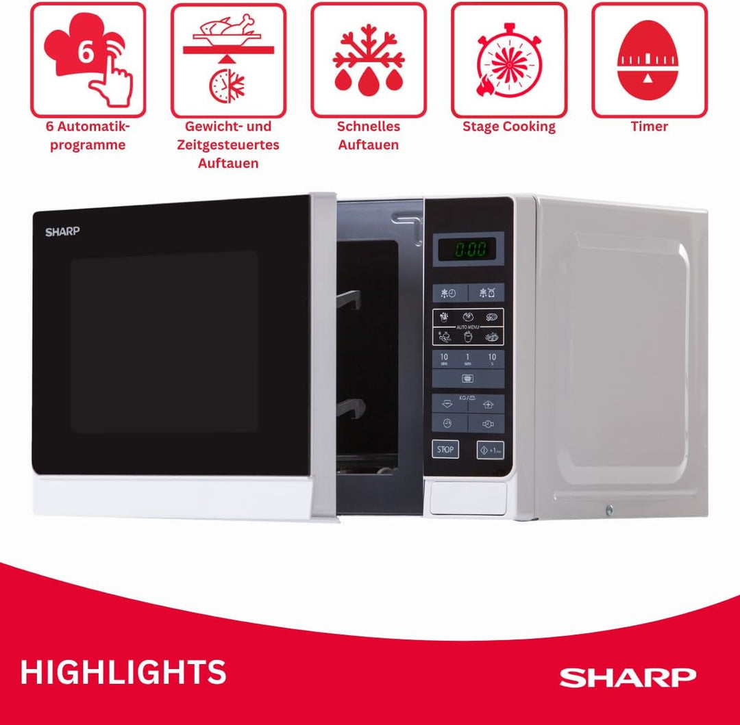 Sharp Electronics R242WW Mikrowellengerät Weiss, Weiss
