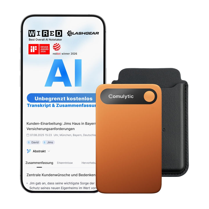 Comulytic Note Pro KI Digitales Diktiergerät mit Unbegrenzte Transkription &amp; Zusammenfassen, Aufnahm