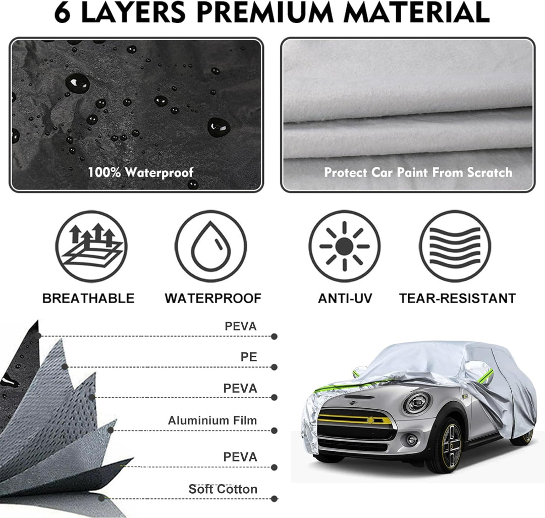 Autoabdeckung für Mini Electric/Mini Cooper SE 2020-2023 | Atmungsaktiv Abdeckplane mit Seitentür-Re