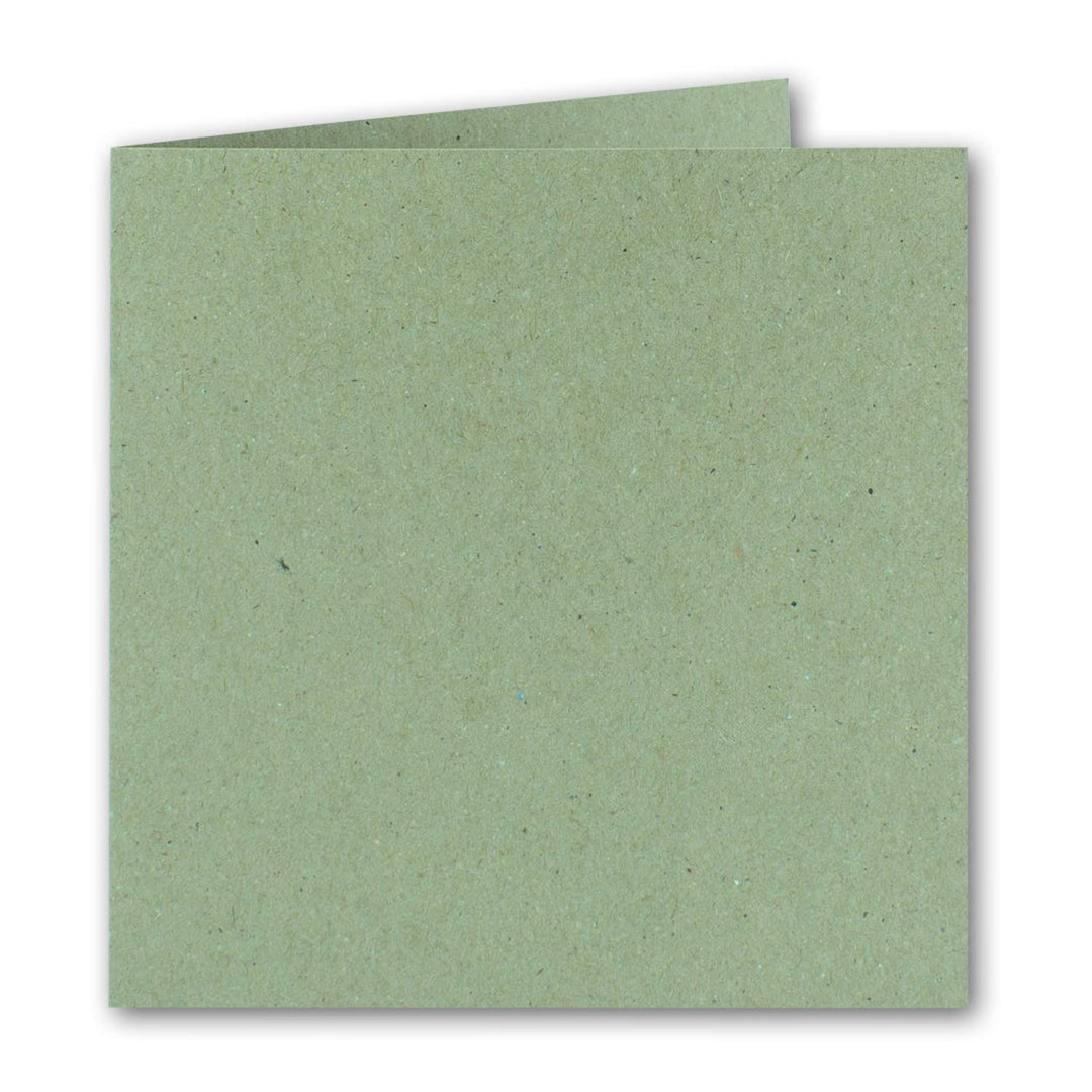 Quadratische Falt-Karten 15 x 15 cm - Vintage Kraftpapier Recycling - Grün - 700 Stück - formstabil