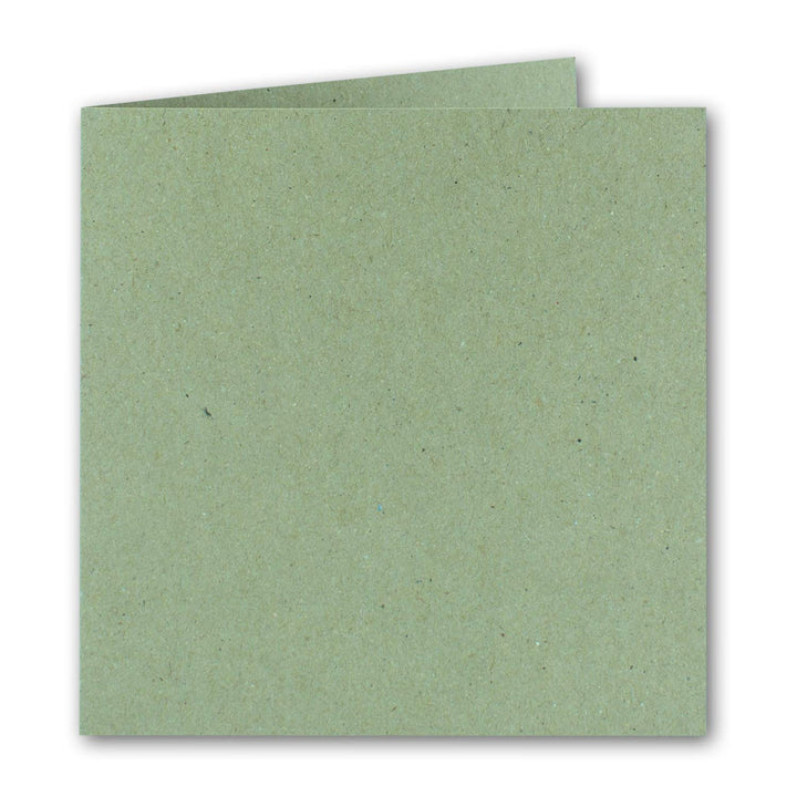 Quadratische Falt-Karten 15 x 15 cm - Vintage Kraftpapier Recycling - Grün - 700 Stück - formstabil