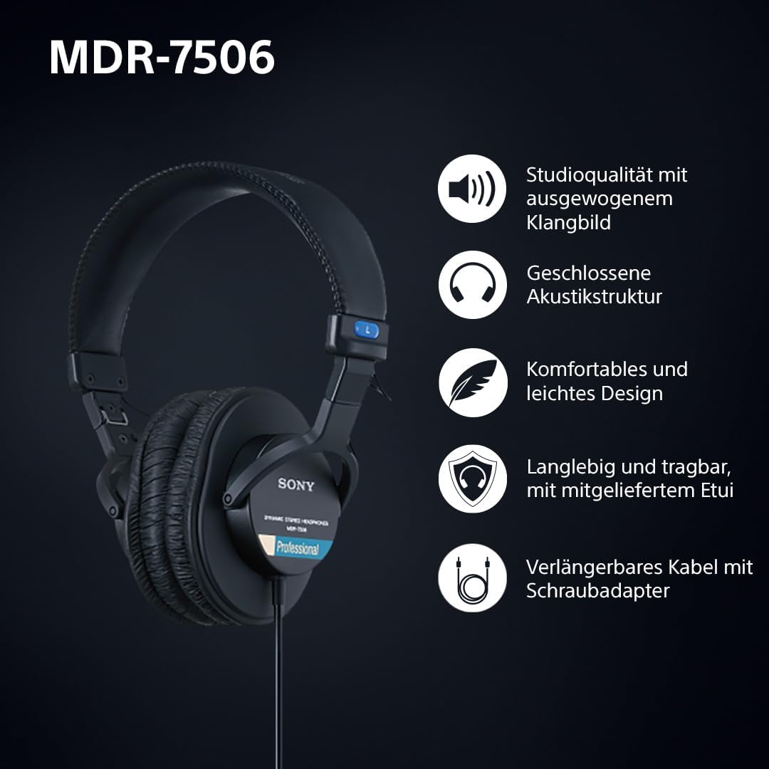Sony MDR-7506 Studio-Kopfhörer geschlossen Single, Single