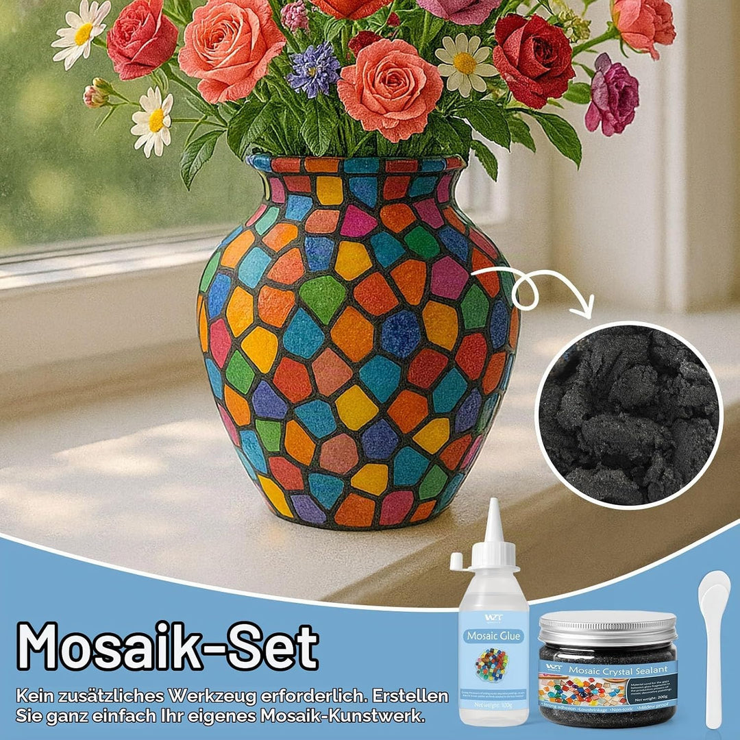 WAN2TLK Mosaik-Bastelset, Mosaikkleber und Fugenmasse, Applikator, Handschuhe, für Mosaikfliesen, Gl