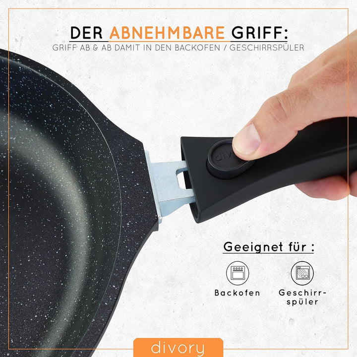 DIVORY Antihaft Kasserolle 18cm - 2L Stielkasserolle mit Deckel - Stieltopf klein - Milchtopf beschi