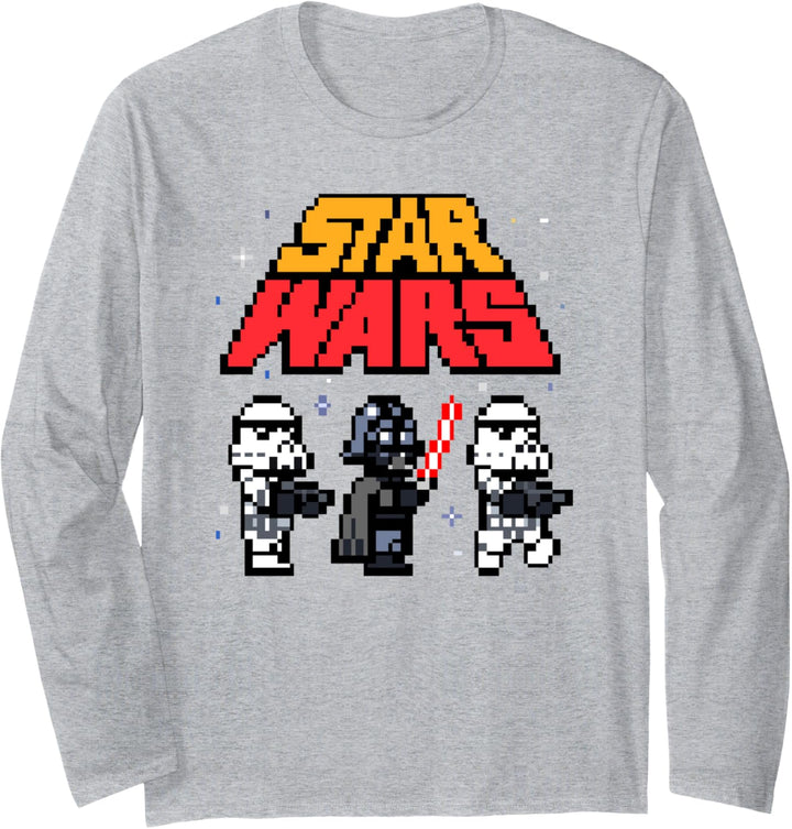 Star Wars Vader Troopers Logo 8-Bit Pixels Langarmshirt