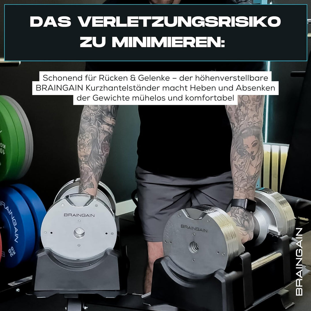 BRAINGAIN Rack Compatible 23.5kg 32.5kg 41.5kg Chrome Black Adjustable Dumbbells Stand Home Gym Equi