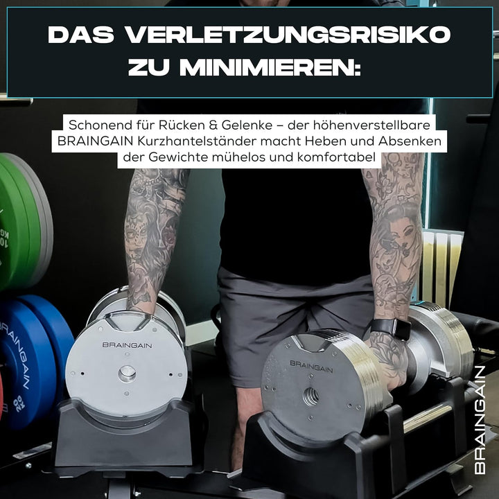 BRAINGAIN Rack Compatible 23.5kg 32.5kg 41.5kg Chrome Black Adjustable Dumbbells Stand Home Gym Equi