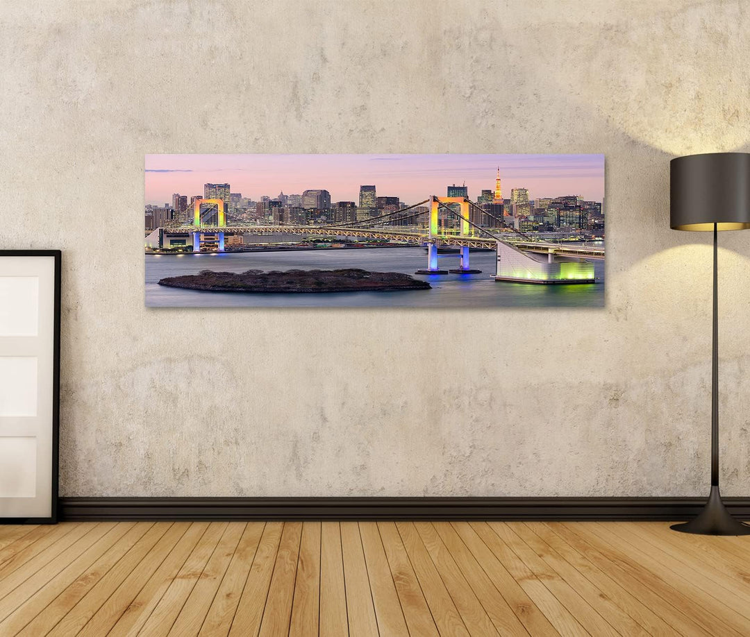 islandburner Bild auf Leinwand Tokyo Bay Skyline Japan Regenbogenbrücke Turm Bilder Wandbilder Poste