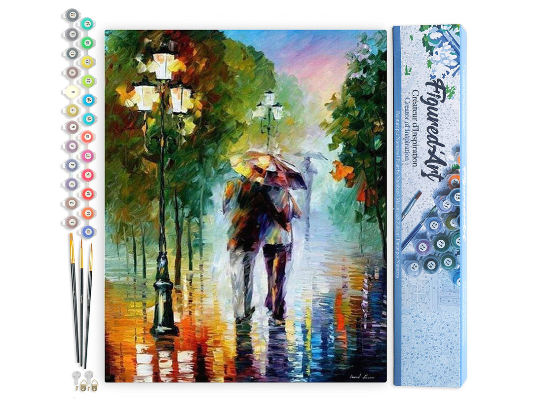 Figured'Art Malen Nach Zahlen Erwachsene Romantischer Regen - Paint by Numbers Basteln DIY Bastelset