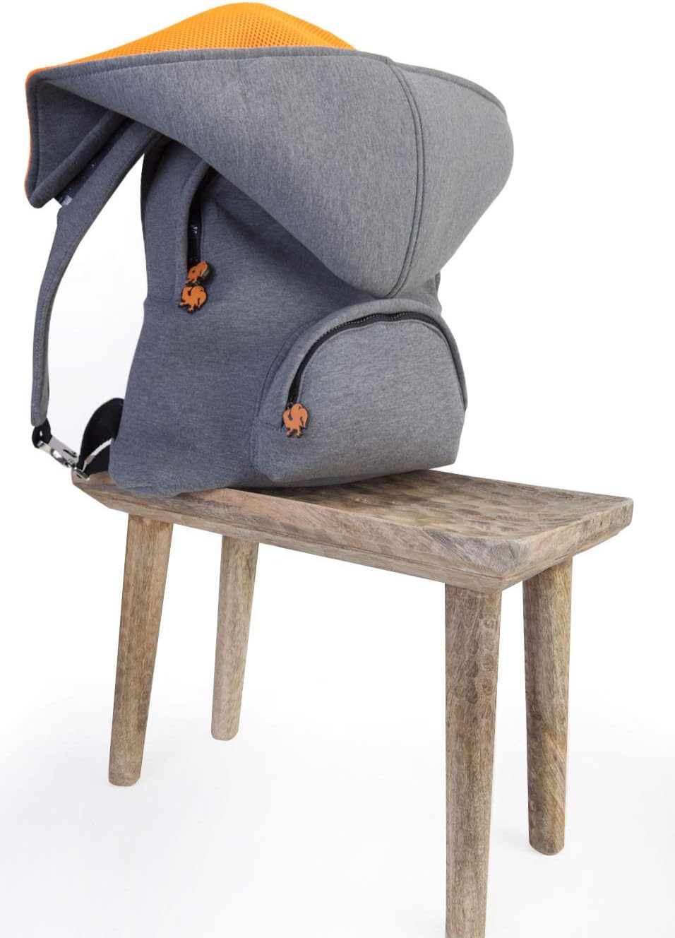 MorikukkoMorikukko Hooded Backpack Grey Neon OrangeUnisex-ErwachseneRucksackGrau (Grey Neon Orange)3