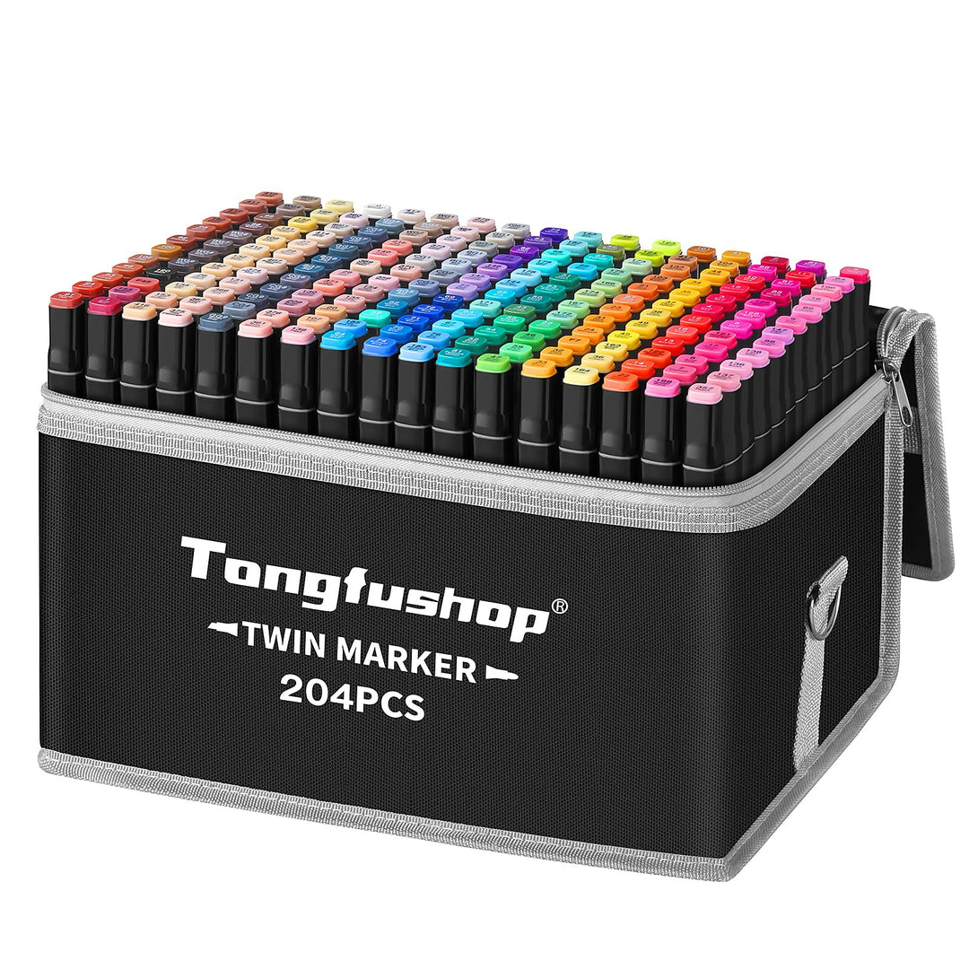 TongfuShop 204 Farben Marker Set, Permanent Marker Markierungsstifte mit Doppelter Spitzen, Textmark