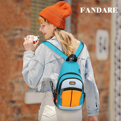 FANDARE Unisex Brusttasche Sling Bag Schulrucksack Sporttasche Herren Damen Schulranzen Umhängetasch