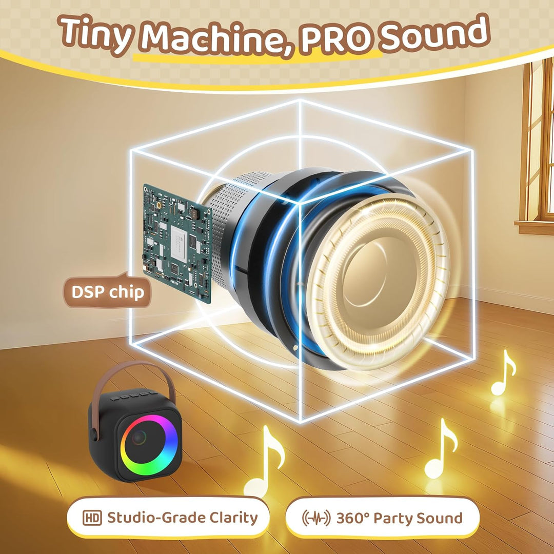 Karaoke Maschine mit 2 Karaoke Mikrofon, Tragbaren Bluetooth Lautsprecher für Erwachsene/Kinder, Ges