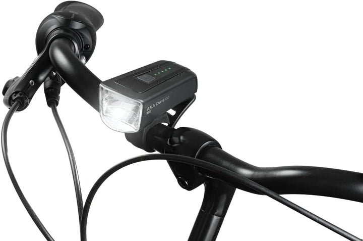 AXA Fahrradlicht Dwn 100 Lux – USB Aufladbar – 20 Stunden Leuchtdauer – Batterieanzeige – StVZO Zuge
