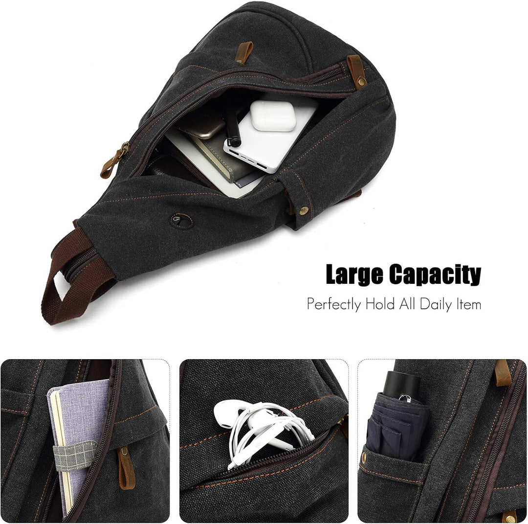 FANDARE Retro Brusttasche Sling Bag Herren Rucksack Damen Schulranzen Schulrucksack Schultertasche U