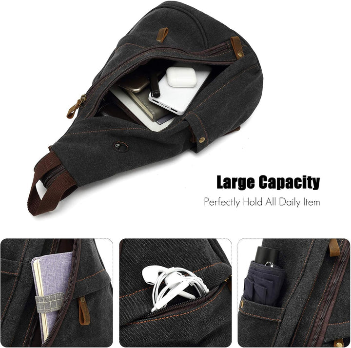FANDARE Retro Brusttasche Sling Bag Herren Rucksack Damen Schulranzen Schulrucksack Schultertasche U