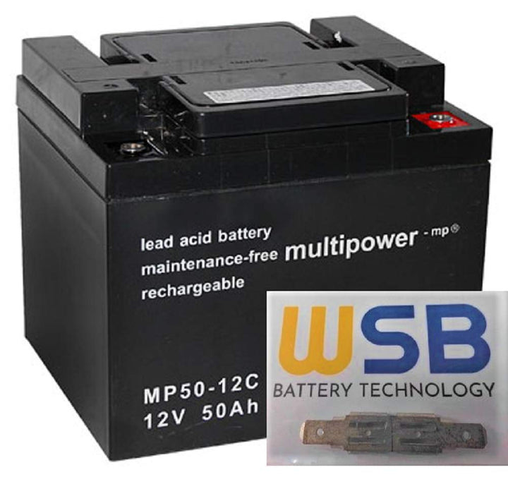 2X AGM 12V / 50Ah Blei-Akku - MP50-12C Zyklenfest kompatibel WP50-12NE, 12LCP-50, REC50-12I + WSB Ad