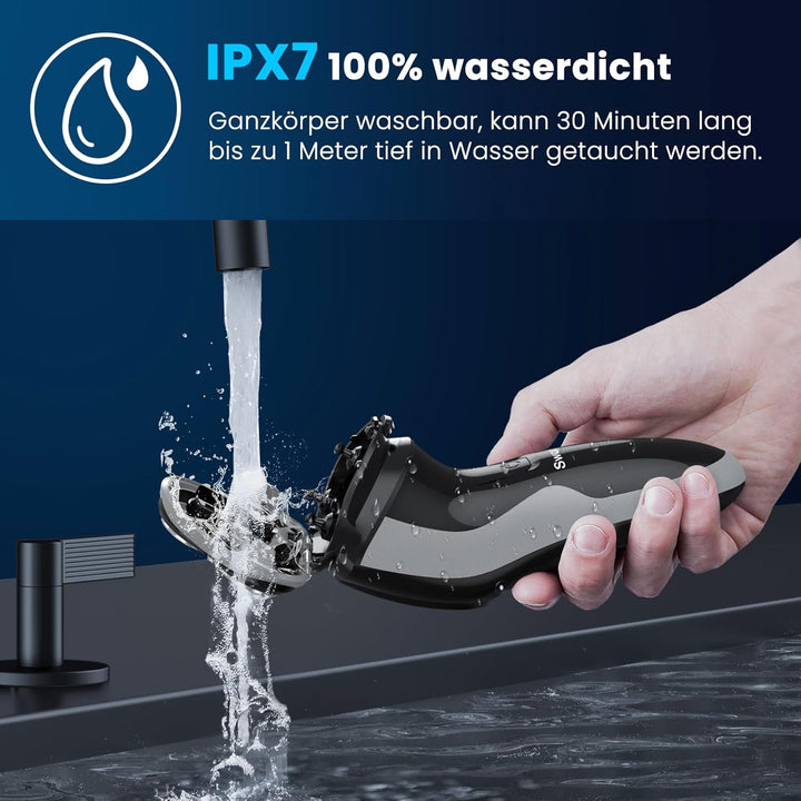 SweetLF [2025 Neu] Rasierer Herren (plus 3 Klingen + 1 Schnellladegerät) mit 3D-Drehkopf, LED-Bildsc