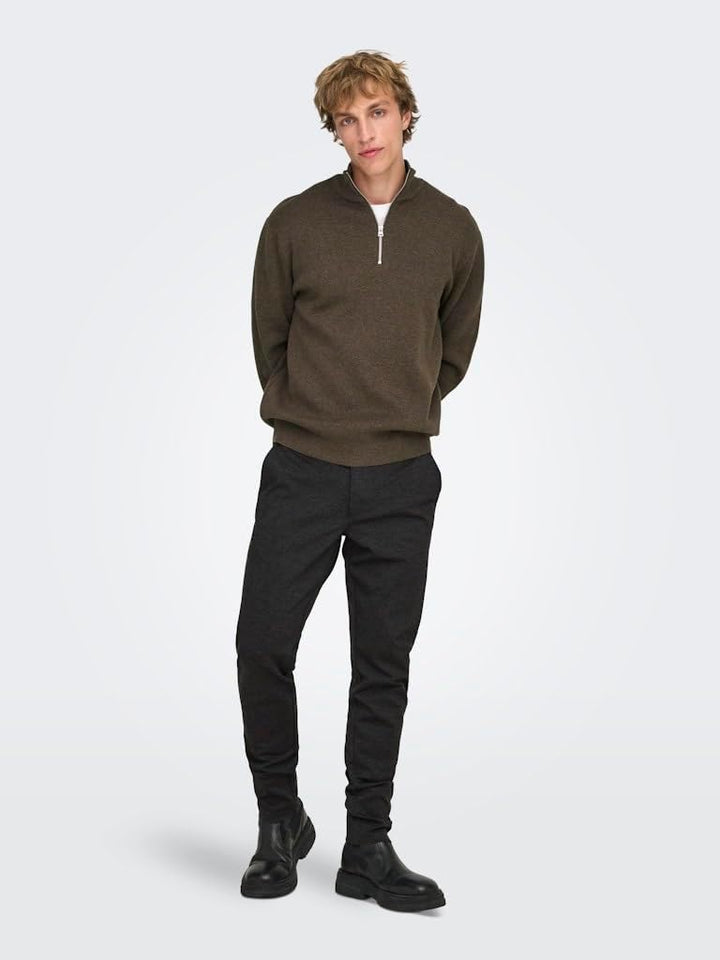 Only & Sons Male Chino Hose ONSMARK Slim Fit Chino Hose 27W / 30L A: Dark Grey Melange/Black, 27W /