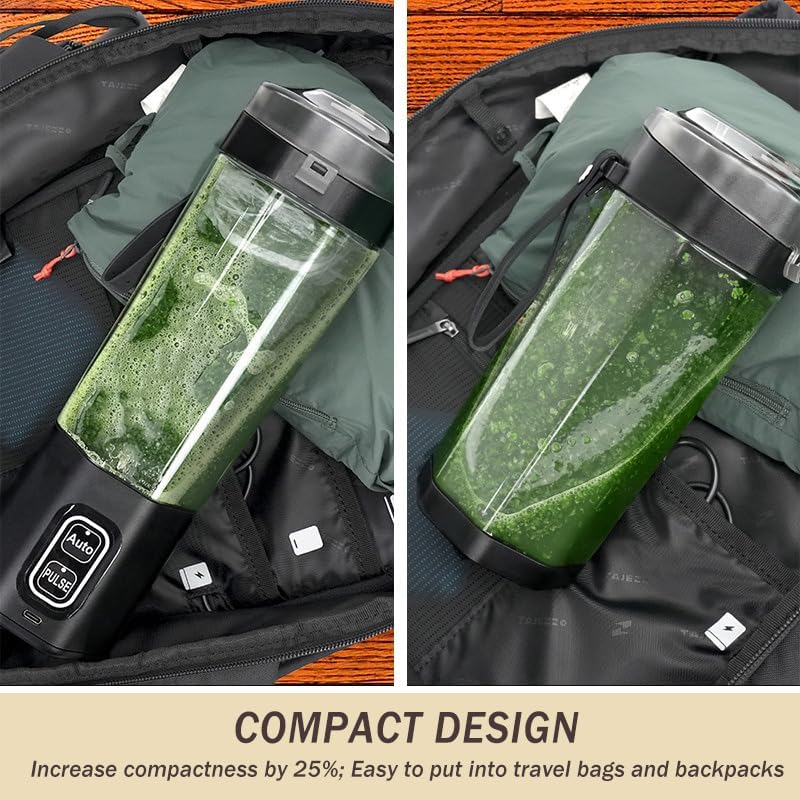 Tragbarer Mixer für Shakes und Smoothies, USB wiederaufladbar, 680 ml, persönlicher Mixer mit 6 Klin