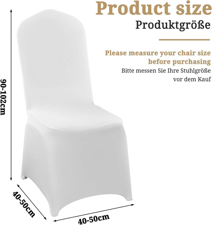 Pesonlook 20 Stück weisse Stuhlhussen für Esszimmerstühle, Spandex-Stuhlhussen für Wohnzimmer, unive