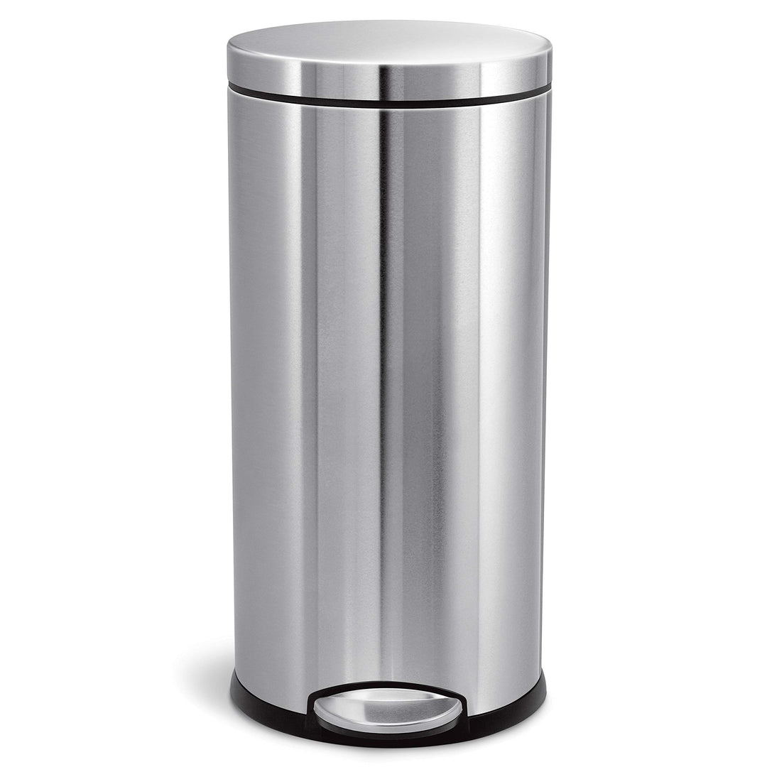 simplehuman CW1810 30 Liter, runder Treteimer, Mülleimer Küche, gebürsteter Stahl, 10 Jahre Garantie