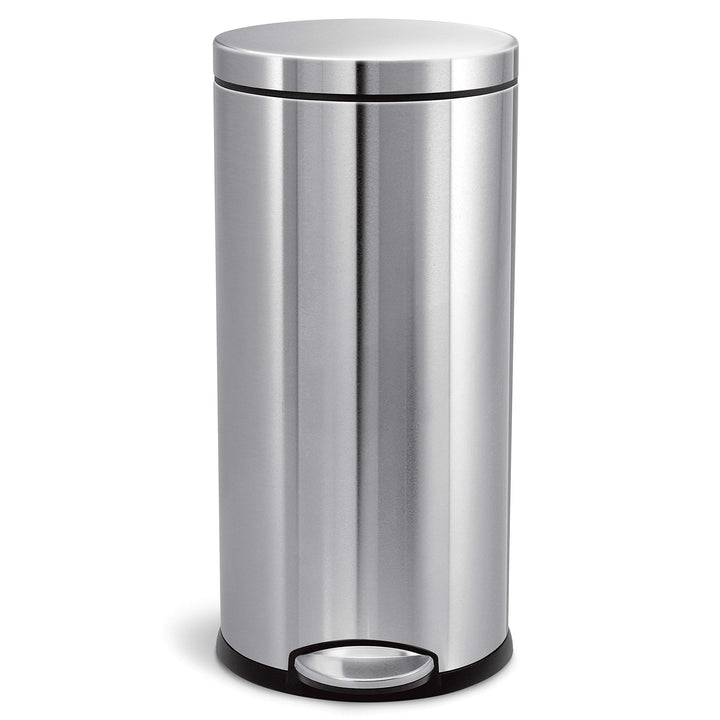 simplehuman CW1810 30 Liter, runder Treteimer, Mülleimer Küche, gebürsteter Stahl, 10 Jahre Garantie