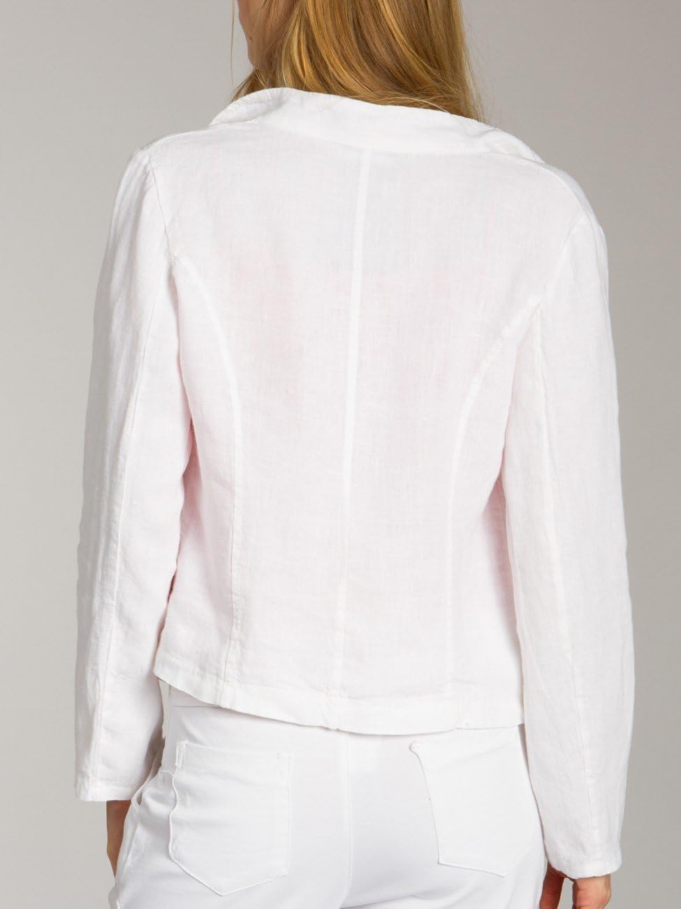 Caspar BZR004 kurzer Damen Leinen Sommer Blazer XS Weiss, XS Weiss