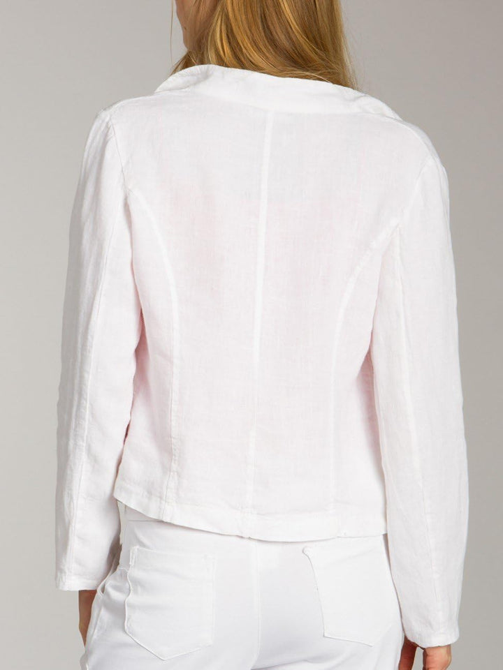 Caspar BZR004 kurzer Damen Leinen Sommer Blazer XS Weiss, XS Weiss