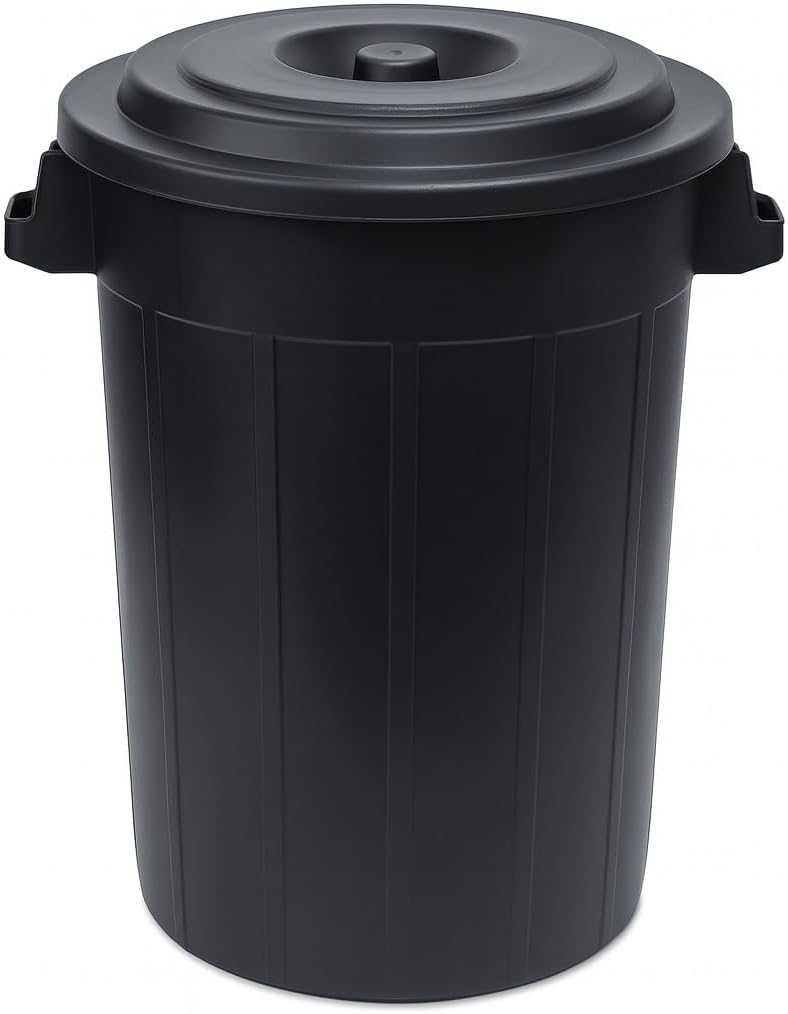 YourCasa Mülltonne 70L - Mülleimer mit Deckel verschliessbar - Tonne mit Trageriffen für Garten - Fu