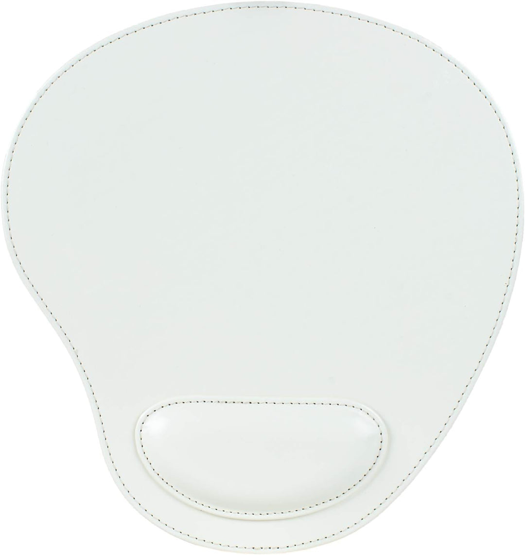 Londo Leder Oval Mouspad mit Handgelenkauflage - Rutschfesten Unterseite, Glatte Oberfläch Weiss, We