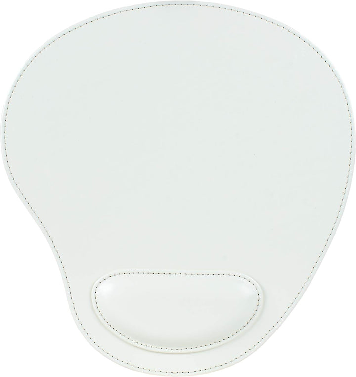 Londo Leder Oval Mouspad mit Handgelenkauflage - Rutschfesten Unterseite, Glatte Oberfläch Weiss, We