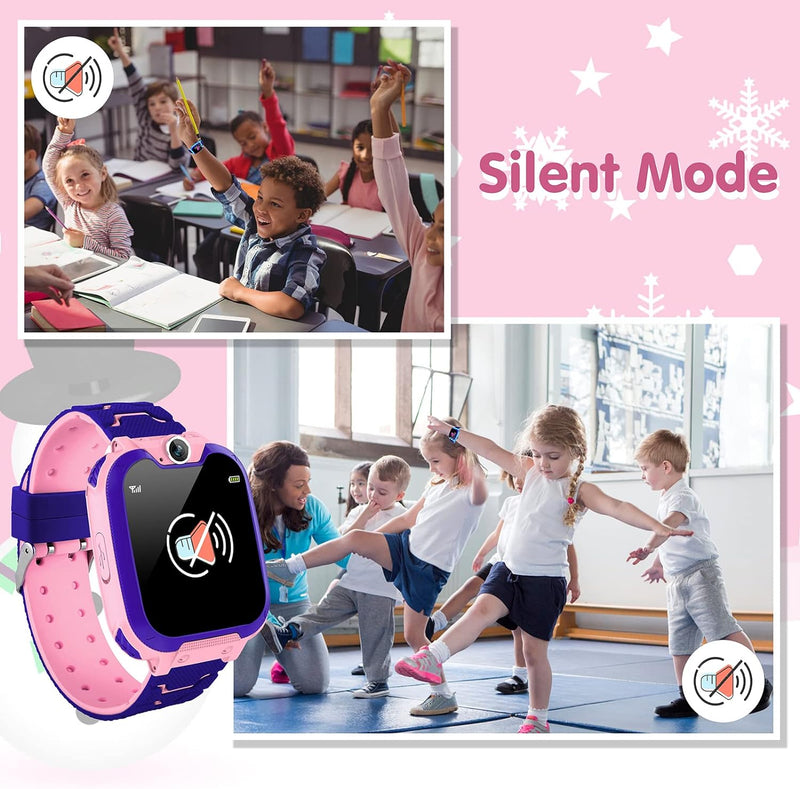 Kesasohe Smartwatch Kinder Telefon, wasserdichte Kind Uhr mit Voice-Chat SOS-Kamera Musik Wecker Tas