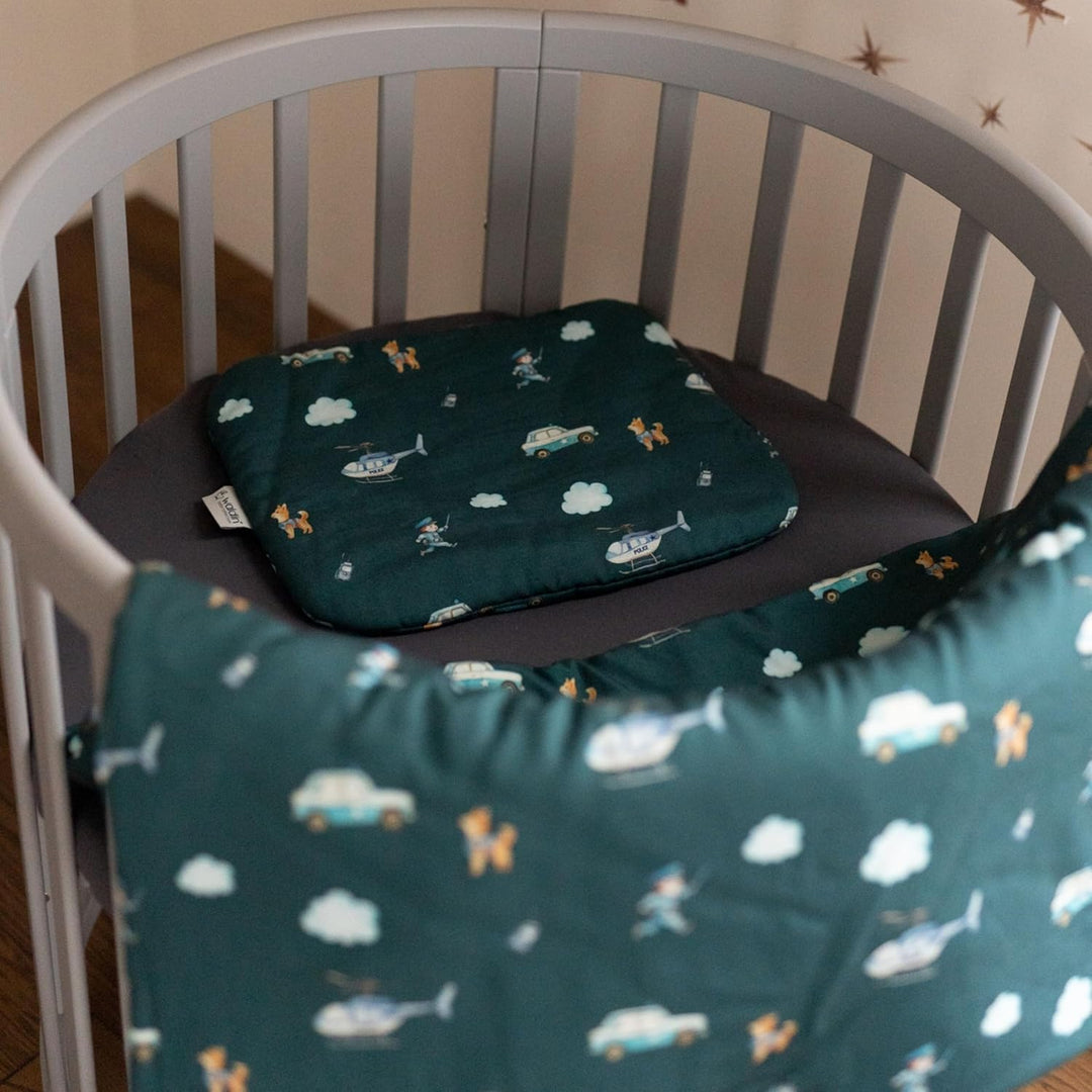Waldin Baby Kinder Bettwäscheset 100% Bambus, ohne Bezug, Hypoallergen, Decke und Kissen, Polizei/Du