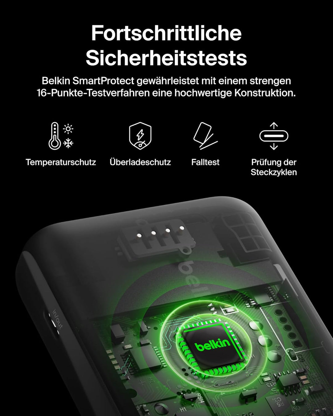 Belkin tragbares USB-C-Ladegerät, 20.000mAh, 20K Powerbank mit USB-C-EIN-/Ausgang und 2 USB-A-Anschl