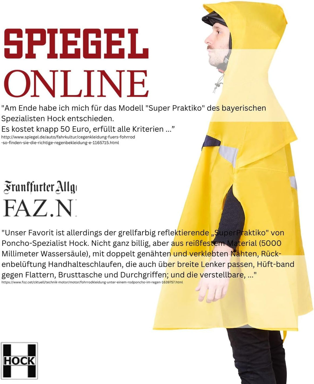HOCK Premium Fahrrad Regenponcho 'Super Praktiko' mit Lüftung und seitlicher Armöffnung - 100,0% Was