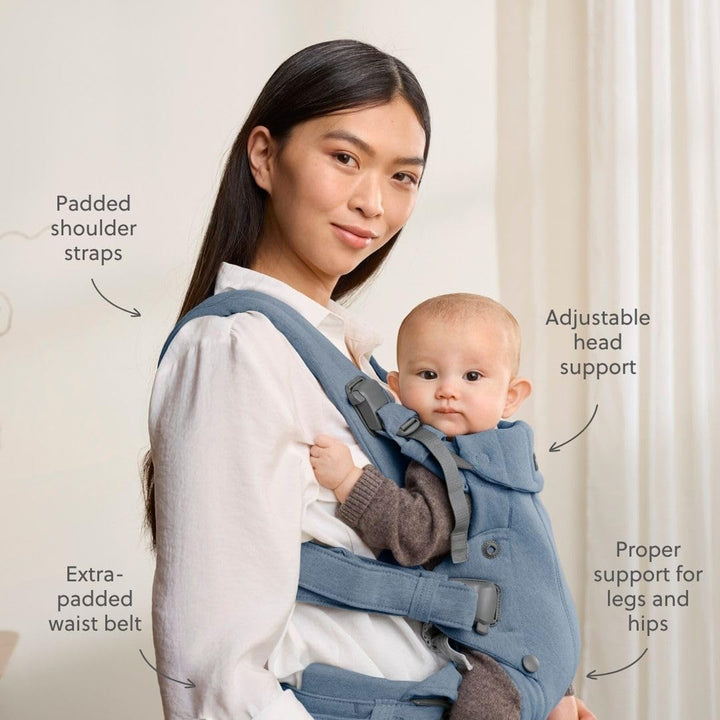 BabyBjörn Babytrage Harmony, Gewebt Melange, Blau Gewebt Melange Blau, Gewebt Melange Blau