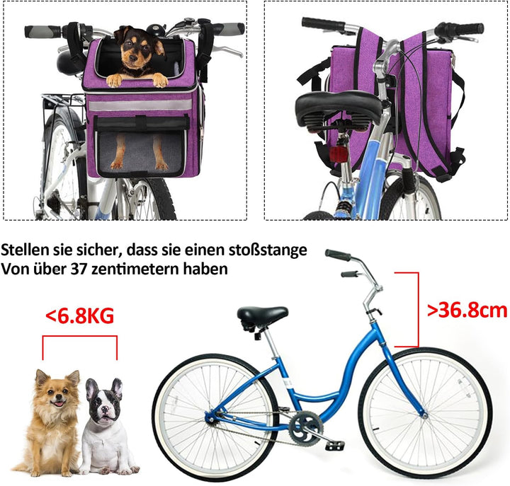 Haustier Fahrradtasche für Hunde Katzen, Haustier Rucksäke mit Vorne Atmungsaktiv Netzfenster, Faltb